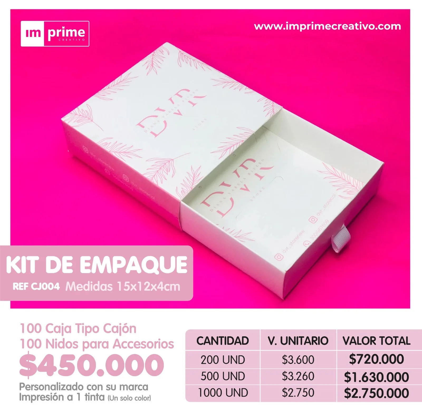 Caja tipo cajon 15x12x4cm + Nidos de accesorios
