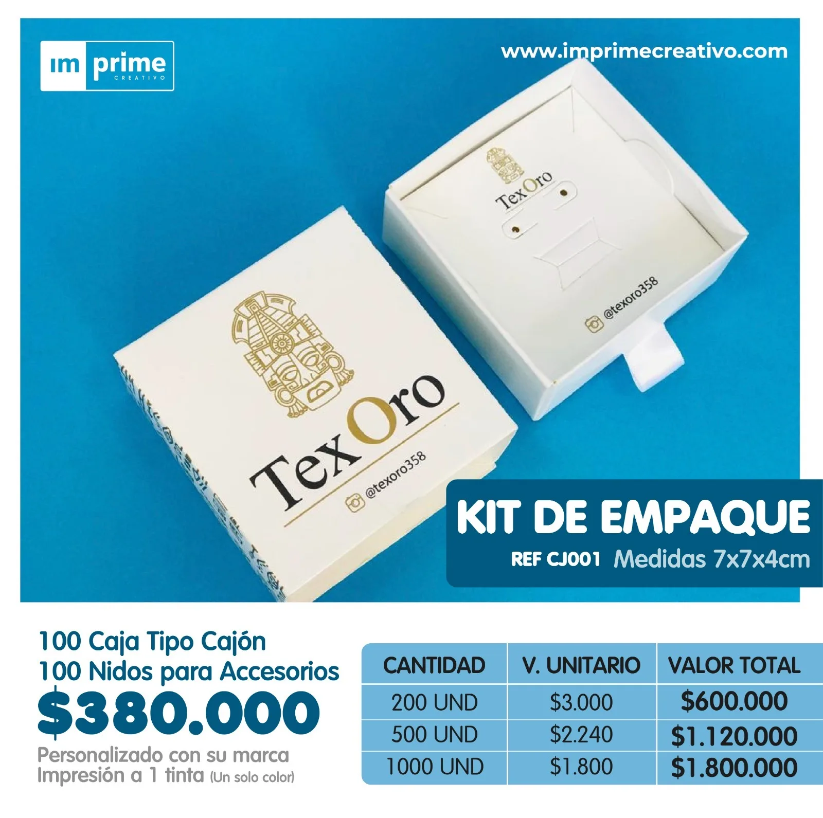 Caja tipo cajon 7x7x4cm + Nidos de accesorios

