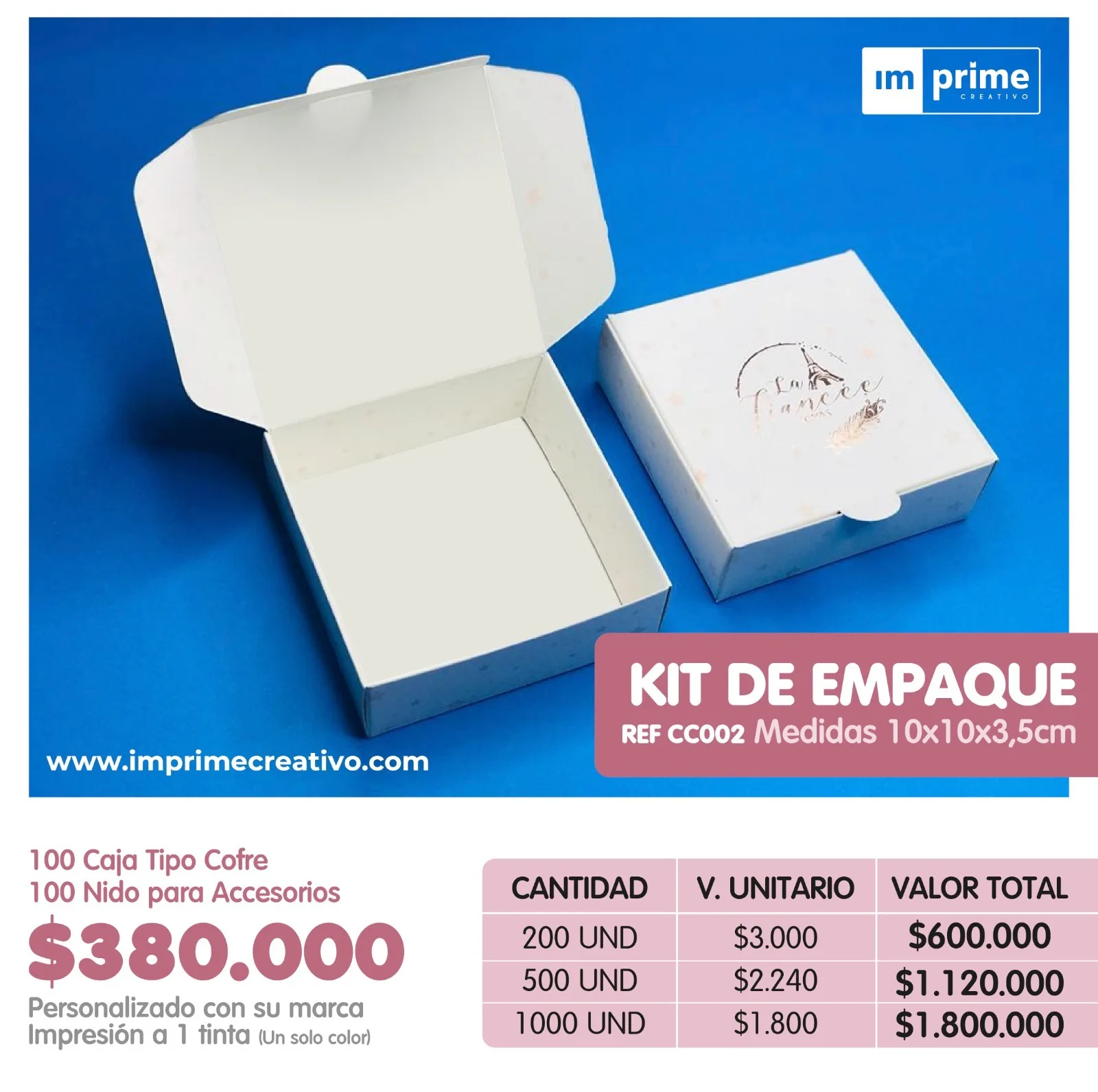 Cajas para accesorios tipo Cofre 10x10x3,5 cm REF CC 002 + Nidos de accesorios