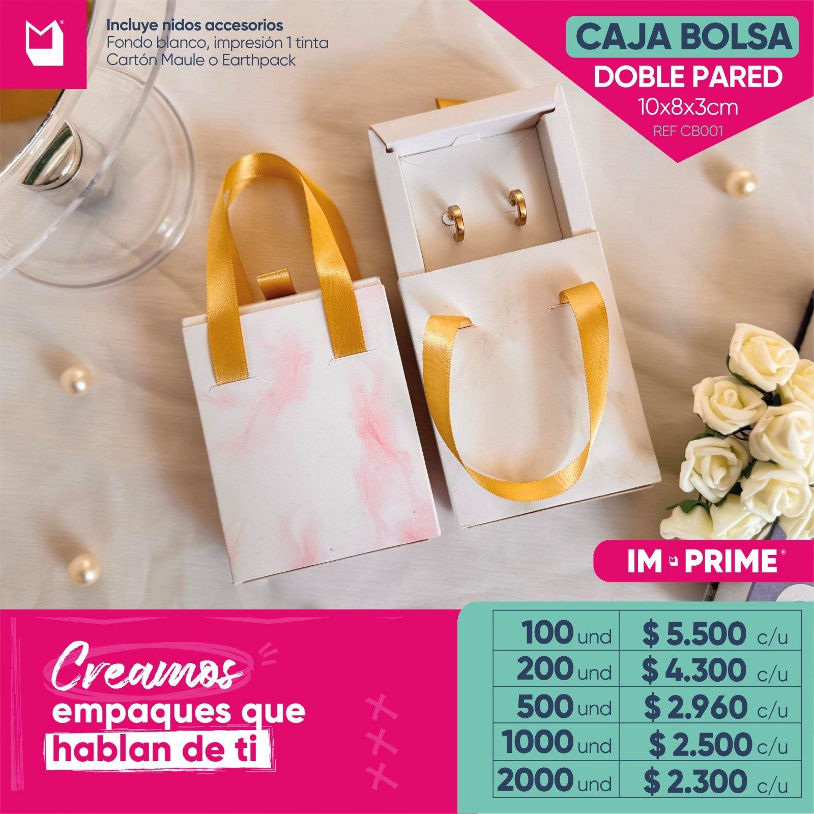 Caja Bolsa Doble Pared 10x8x3