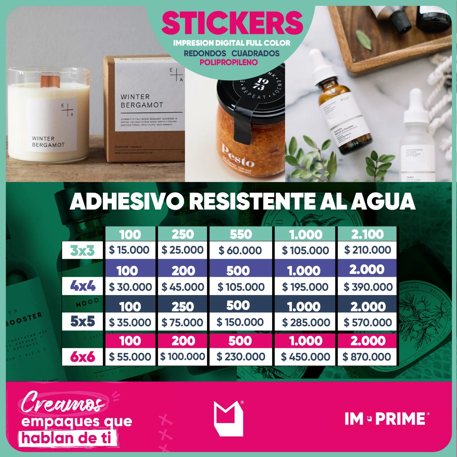 Stickers Adhesivo Resistente al Agua