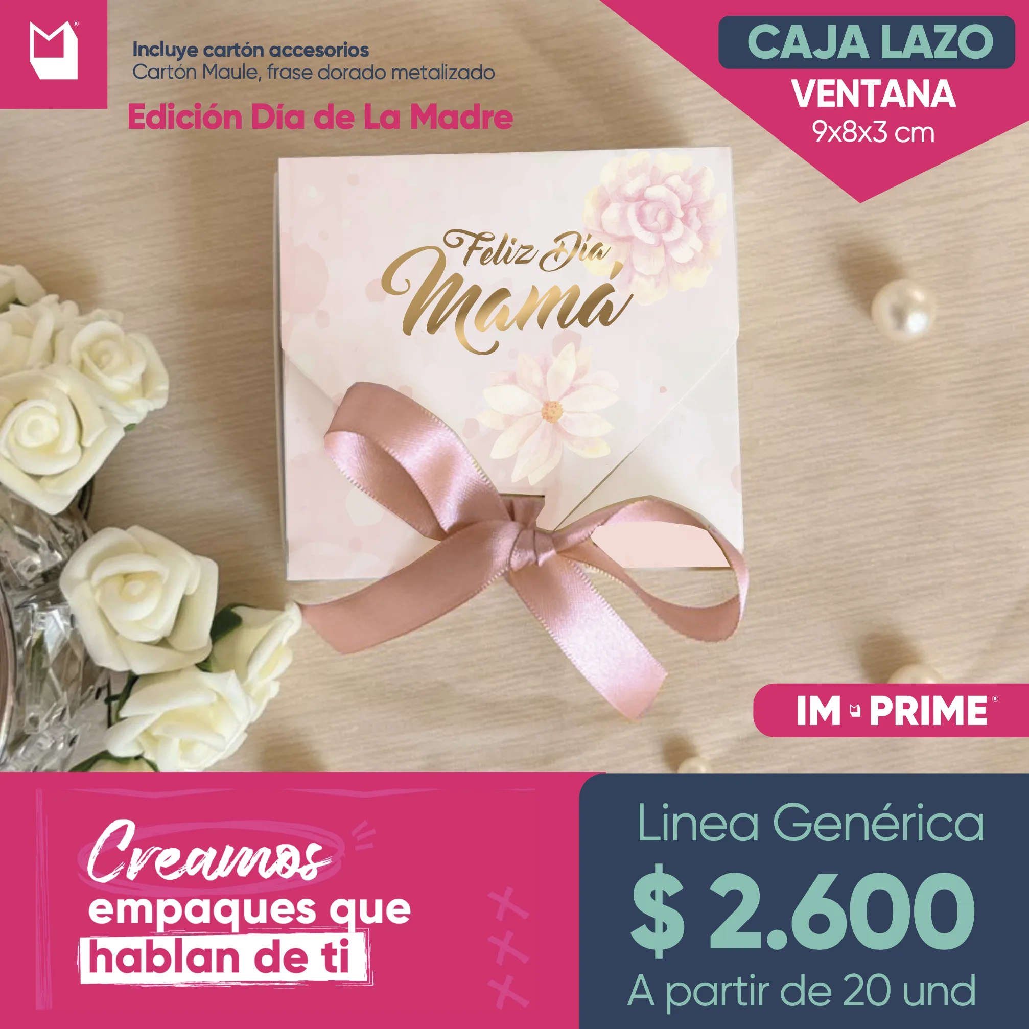 Caja Lazo Ventana 9x8x3 cm Día de la Madre