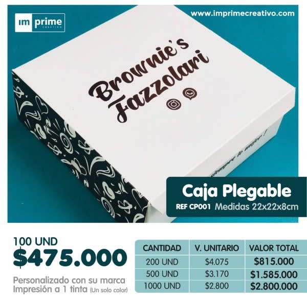 Caja Plegable 22x22x8 cm REF CP 001